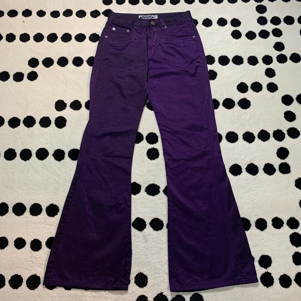 Vintage Y2K Flare Pants Woman's XS Purple Brody Jeans Mid Rise Preppy Retro 90s